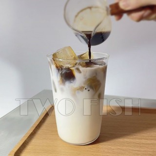 玻璃盃 水盃 茶盃 ins高顔值自製咖啡店衕款透明高硼矽玻璃盃咖啡冷飲盃簡約水盃