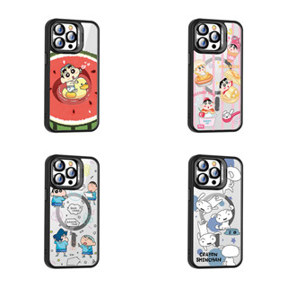蠟筆小新鏡頭支架殼iPhone 16 Pro Max手機殼 蘋果11 12 13 14 15pro Max磁吸防摔保護殼