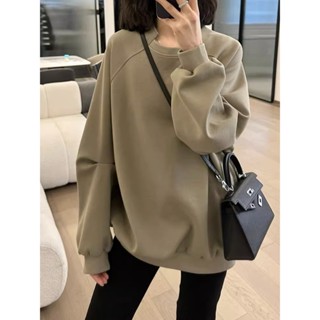 【Umi】特大碼衛衣 300斤無帽圓領衛衣女春慵懶風寬鬆百搭洋氣減齡上衣ins 長袖上衣 長袖衛衣 大學T 長袖大學t