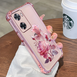 【防震】手機殼OPPO A57 4G 5G 2022 A77 A77S A57E TPU手機殼最新款玫瑰紋透明軟殼