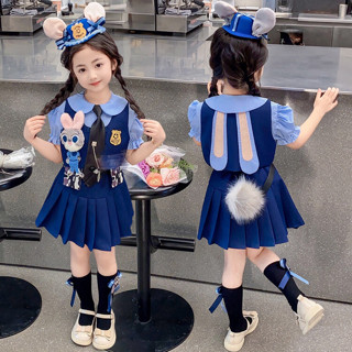 兒童萬聖節服裝 cosplay 角色扮演 女童朱迪兔子警官cos衣服夏季新款兒童學院風jk套裝蘿莉塔公主裙