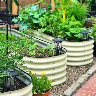 戶外花箱 花箱圍籬 廣告花箱 客製化LOGO 一米菜園金屬圓形蔬菜種植框種植床池花盆戶外陽臺庭院花園防白蟻