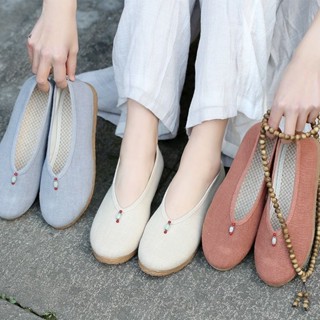 ✨新品免運#宮妃麗秀新款老北京佈鞋居士鞋複古民族風茶藝師禪意工作女繡花鞋