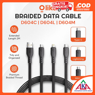 Olike編織d604快充充電器數據線2a 200Cm Micro USB Type C Lightning