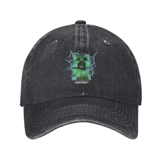 Mojang Minecraft Charged Creeper 圖案滌綸深色個性棉軟棒球帽