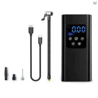 充氣泵 12V手持便捷數顯款可充電式充氣泵電動泵 適用於汽車/機車/腳踏車輪胎/球類充氣 可預設胎壓值 包含充氣泵+軟