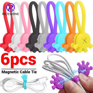 2/4/6PCS 矽膠磁性電纜紮帶電話線固定夾 - 用於耳機 USB 充電器線管理的可重複使用磁鐵電纜整理器
