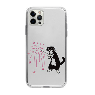 卡通煙花小貓適用iphone15promax手機殼13pro可愛xsmax透明11pro創意12mini簡約14Plus