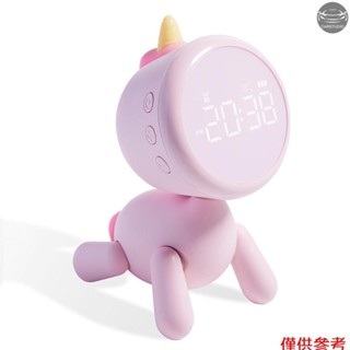 兒童鬧鐘 LED 小夜燈帶數字顯示 6 環歌曲貪睡選項定時器倒計時功能時間管理工具可愛動物睡眠訓練器用於學習測試