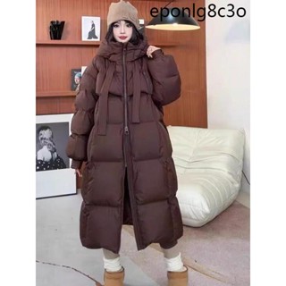 韓國代購零下-40度保暖外套羽絨服加厚保暖外套雪地外套加厚羽絨服女白鴨絨大被子長款過膝麵包服外套冬新款韓版連帽
