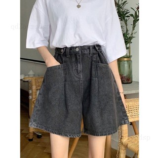 大尺碼M-5XL 大尺碼短褲 大碼韓版新款寬鬆a字休閑闊腿牛仔短褲女夏高腰短褲#June&July