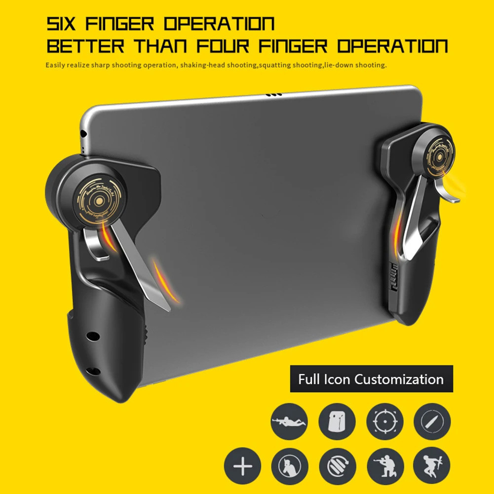 6 指平板電腦遊戲遊戲手柄按鈕觸發 PUBG 手機遊戲控制器的操縱桿 Ipad 平板電腦射擊遊戲手柄