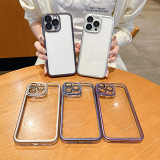 豪華加厚電鍍透明帶內置鏡頭膜手機殼適用於 IPhone 11 12 13 14 15 PRO MAX 14 15 Plu