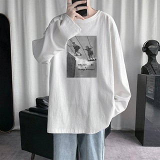 NANS 臺灣現貨 男生長袖 嘻哈復古街頭人物印花長袖上衣寬鬆ins潮流春秋季男生帥氣T恤