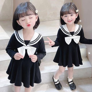 幼兒洋裝 幼童洋裝 公主洋裝 女童長裙 兒童裙子春秋季女寶寶學院風長袖洋裝女童海軍風網紅公主裙