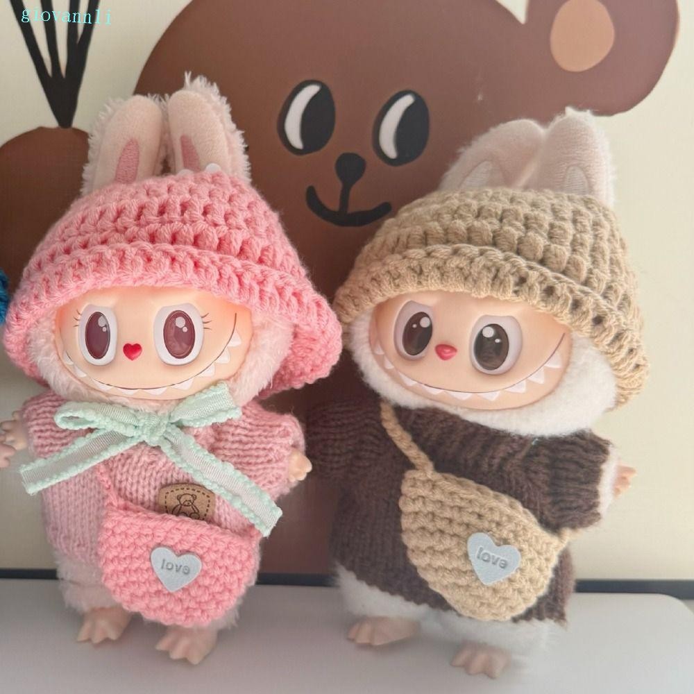 GIOVANN1套坐着的拉布布時間布,裝扮裝扮代用樂比兔玩偶的布料,親手製作收藏17釐米拉布布娃娃服裝