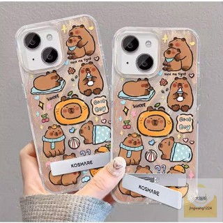 羽紗水豚支架手機殼蘋果iPhone 15 14 Plus 13 12 11 Pro XS MAX i7 i8硬殼保護套