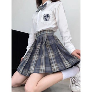 🌈綺羅✨襯衫格裙✨百褶裙 制服短裙 學院風國中高校學生服 曬海 學院風套裝日系JK制服✨修身顯瘦 長袖短袖