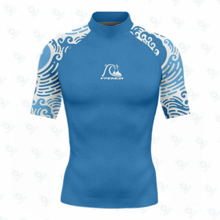 Big 新款男士 Rashguard 短袖衝浪襯衫防曬萊卡面料上衣衝浪運動衫防紫外線 Frenesi 泳裝