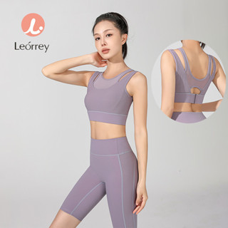 Leorrey-運動服運動內衣與胸罩墊瑜伽短褲跑步健身條紋
