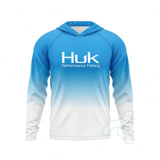 Huk釣魚連帽襯衫upf50+長袖透氣釣魚服防曬速乾釣魚t恤camisa De Pesca