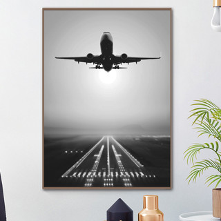 【臺灣現貨🔥可開發票】現代北歐 黑白工業風 航空飛機 跑道 居家裝飾壁畫 客廳沙發背景墻裝飾畫 禮物 餐廳咖啡廳裝飾畫