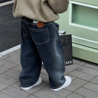 Smile Kids 兒童長褲 臺灣出貨 男童春裝洋氣牛仔褲2024新款兒童寬鬆直筒褲中小童百搭長褲子潮帥