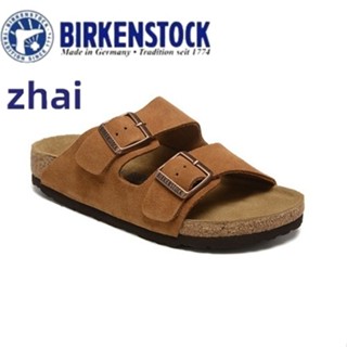 BIRKENSTOCK 勃肯窄版男/女軟木栗色麂皮拖鞋沙灘樂福鞋 35-40