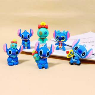 迪士尼 Lilo Stitch 卡通娃娃鑰匙扣配件 3D PVC 軟矽膠公仔模型裝飾娃娃 DIY 鑰匙圈掛件適用於車包手