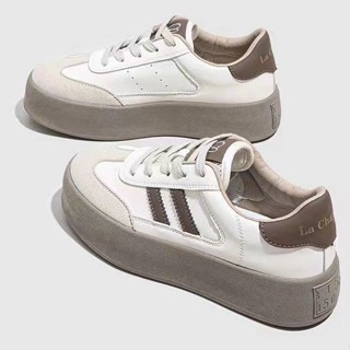 【LPshop】平底鞋 休閒鞋 貝殼鞋 板鞋 德訓鞋 女鞋 爆款厚底鬆糕鞋厚底德訓鞋女鞋春季新款增高運動鞋子百搭闆鞋