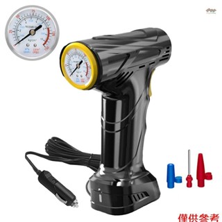120w 汽車氣泵手持式空氣壓縮機便攜式輪胎充氣機壓力錶帶 LED 燈,適用於汽車摩托車自行車輪胎球游泳圈