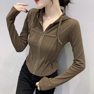 joylife 連帽薄外套女春秋季2024年新款拉鍊長袖小外套緊身辣妹上衣女
