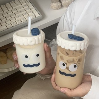 臺灣出貨 水杯 ins高顏 保溫杯 保冰杯 吸管杯 1000ml 大容量水壺 運動水壺值夏季咖啡杯大容量卡通吸管杯玻璃杯