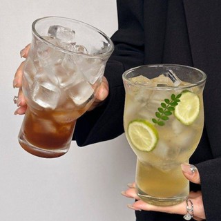 小眾復古寬口玻璃杯冰美式咖啡杯大容量蘇打氣泡水杯飲品杯果茶杯
