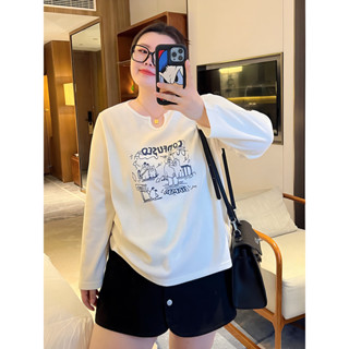 Umi💗寬鬆遮肚長t 300斤大碼女裝季新款長袖T恤女胖mm 長袖上衣 長袖t恤 大碼上衣 大尺碼女裝 大尺碼上衣