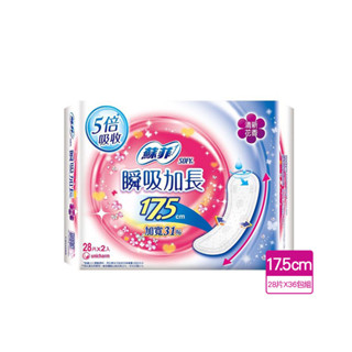 SOFY 蘇菲瞬吸加長17.5CM護墊微香2入x18件組(共36包)