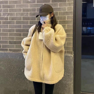 【冬天必備】棒球服仿羊羔毛外套女秋冬高階感加厚搖粒絨上衣女冬季2024新款冬天外套 防風外套 韓系 日系 歐系
