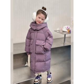2024新款女童長款羽絨服韓版時尚時尚棉服外套兒童青少年連帽休閒時尚S0VS