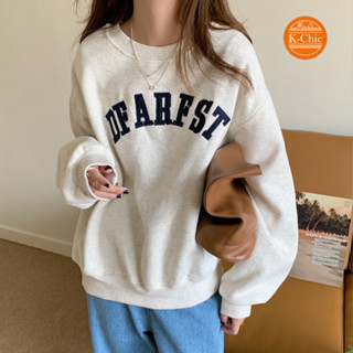 【K-Chic】2024秋季新款刺繡字母薄款衛衣女寬鬆圓領時尚學生長袖上衣外套女