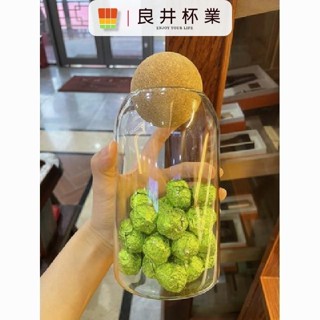 送禮透明茶葉罐家用密封收納軟木塞瓶儲茶罐圓形咖啡罐玻璃瓶儲物