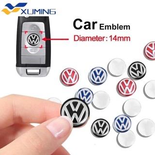 VOLKSWAGEN Xm 5/10 件 14 毫米鋁金屬汽車造型遙控鑰匙貼紙適用於大眾 GTI R-Line R Po