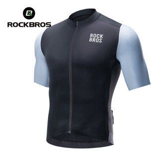 Rockbros Powerband 自行車短褲袖子騎行服男士輕便透氣對比色騎行服 3 口袋防滑山地公路自行車騎行服