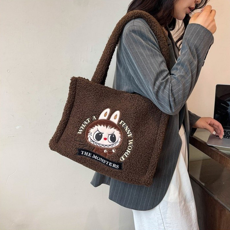 Labubu 包大容量毛絨玩具可愛手提包新款單肩包