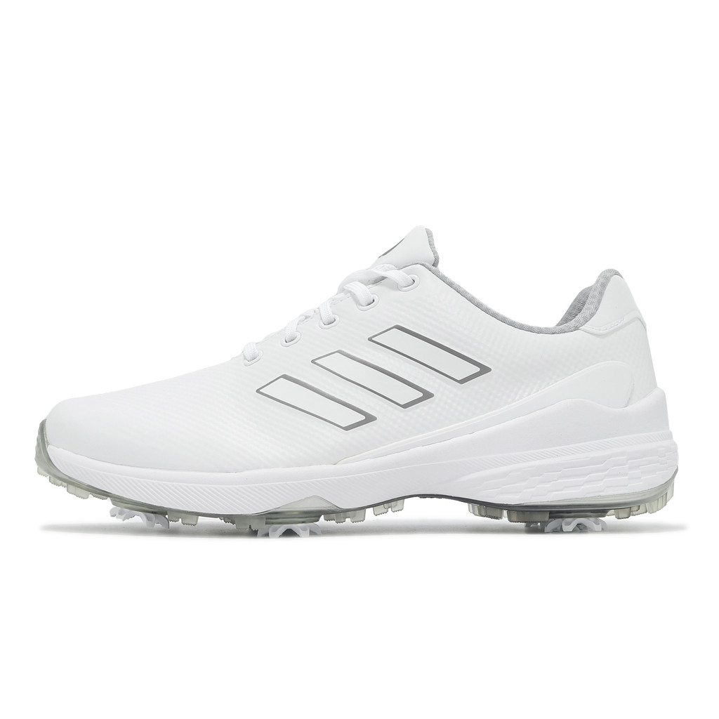 adidas 高爾夫球鞋 ZG23 男鞋 白 灰 寬楦 防水鞋面 釘鞋 Golf 高球 愛迪達 [ACS] H03671