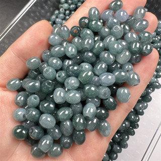 宏雲Hongyun-jf-(5pcs)- 天然翡翠a貨危料長形珠冰藍大孔路路通玉器編織項鍊手串配件批發