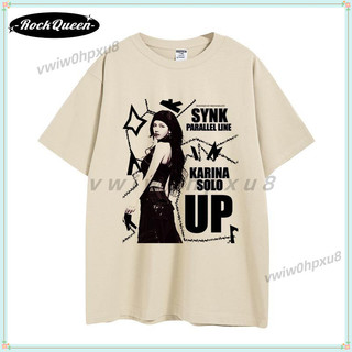 ✨臺灣出貨✨柳智敏 Karina同款周邊短袖 t恤 t-shirt 純棉Aespa韓版tee 男女爆款 純棉260g