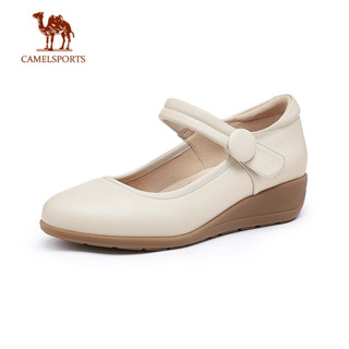 CAMEL SPORTS駱駝 牛皮瑪麗珍鞋 坡跟真皮單人百搭小皮鞋