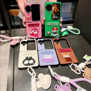 立體卡通支架殼+手提掛繩 oppo Find n3 Flip 摺疊手機殼 oppo find n2 flip 防摔保護殼
