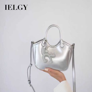 IELGY 小眾時尚通勤手提水桶包 油蠟皮休閒百搭單肩斜揹包