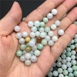 宏雲Hongyun-jf-(5pcs)- 玉器玉珠翡翠散珠a貨緬甸玉石彩色糯種翡翠小玉珠7.5-8MM廠家批發
